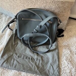 All Saints Gray Leather Crossbody Bag